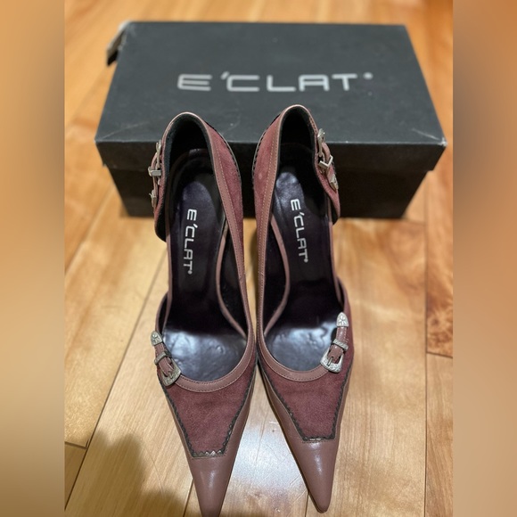 Size 38 US 7/7.5 E’Clat leather stilettos in gorgeous mauve colour, metal heel - Picture 2 of 8